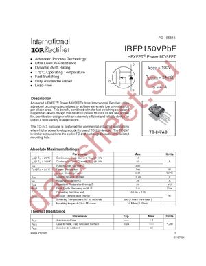 IRFP150VPBF datasheet  